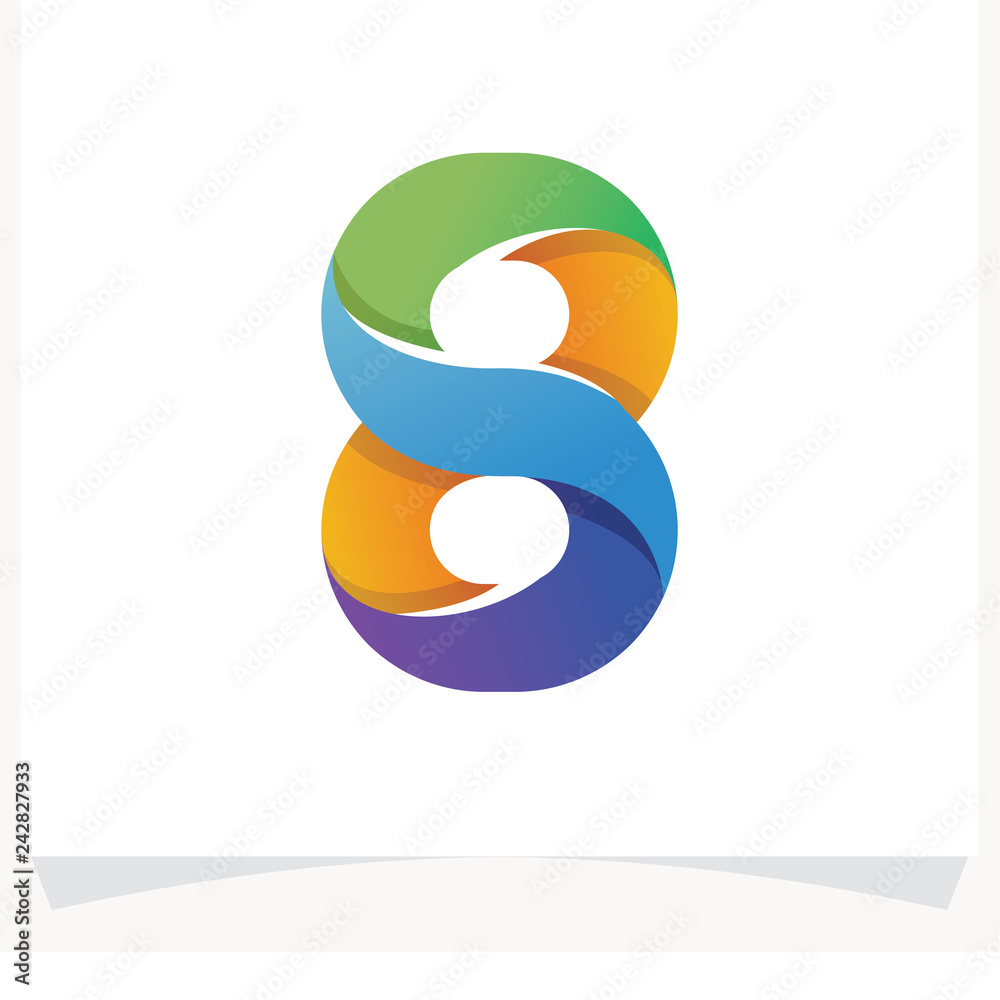 Number 8 Logo with colorful line style. Logo design template Number 8 Logo with colorful line style. Logo design template