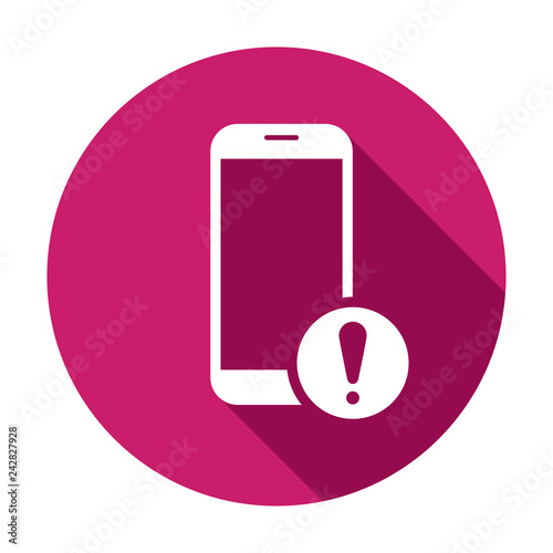 Mobile phone icon with exclamation mark. Mobile phone icon and alert, error, alarm, danger symbol. Vector icon