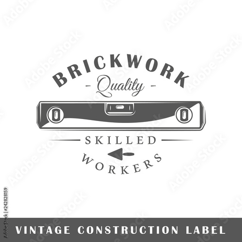 Construction label isolated on white background. Design element. Template for logo, signage, branding design. Vector illustration