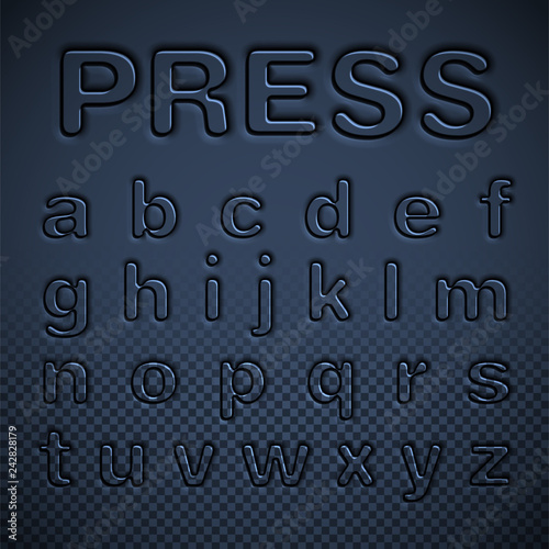 Pressed font set, vector illustration