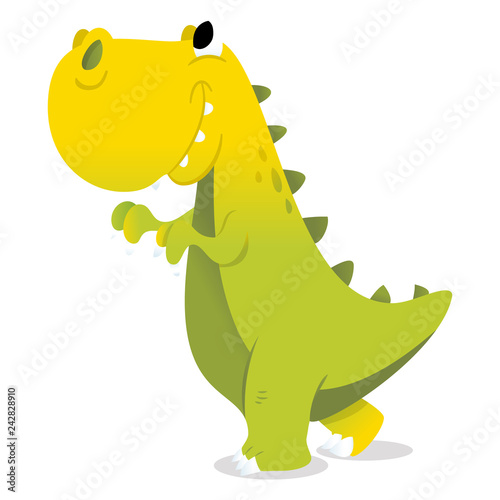 Happy Cartoon Green T-Rex Dinosaur