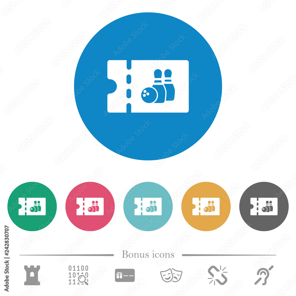 Bowling discount coupon flat round icons Bowling discount coupon flat round icons