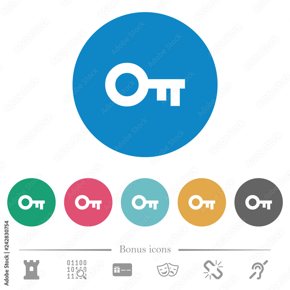 Old key flat round icons
