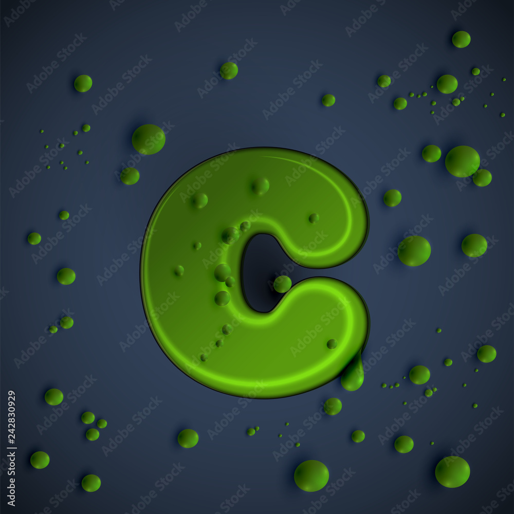 Green slime font, vector