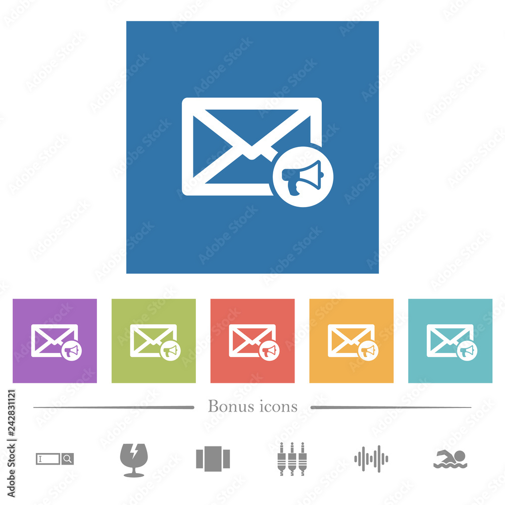 Mail reading aloud flat white icons in square backgrounds Mail reading aloud flat white icons in square backgrounds