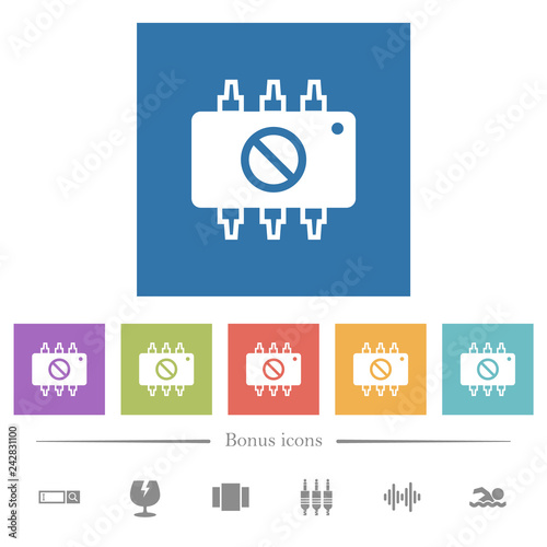 Hardware disabled flat white icons in square backgrounds