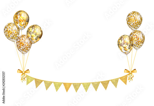 Isolated Balloon with Golden Stars