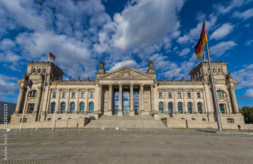 Fototapeta premium Berlin, Germany - built in 1894 and home of the German parliament, the Reichstag building is one of the most recognaizable landmarks in Berlin