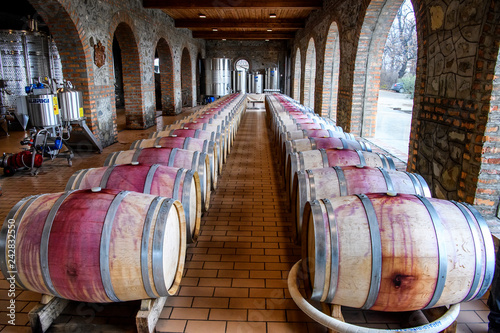 Wine tubs at a wine plant. Tsinandali  Georgia. 28-11-2017