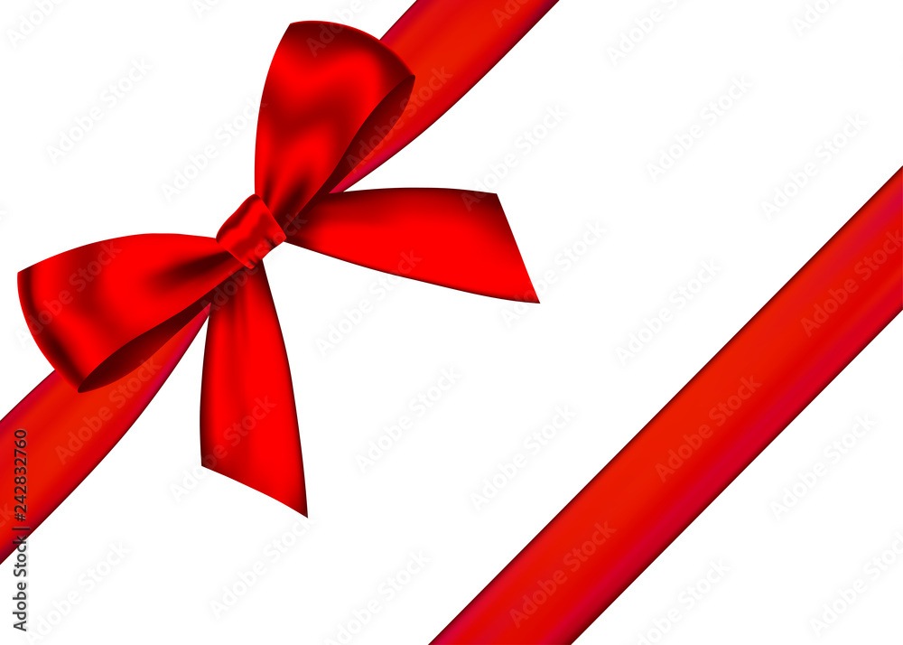 Red realistic gift bow with horizontal ribbon. Red realistic gift bow with horizontal ribbon.