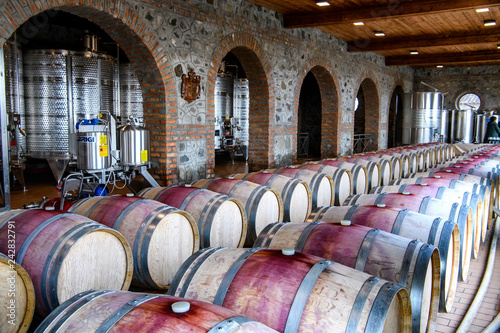 Wine tubs at a wine plant. Tsinandali, Georgia. 28-11-2017