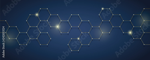 golden and blue technical honeycomb background digital electronics vector illustration EPS10