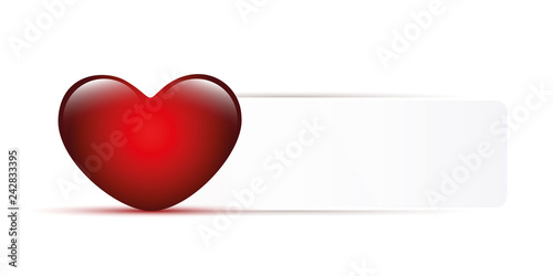 red shiny heart and white note with copy space for your message vector illustration EPS10