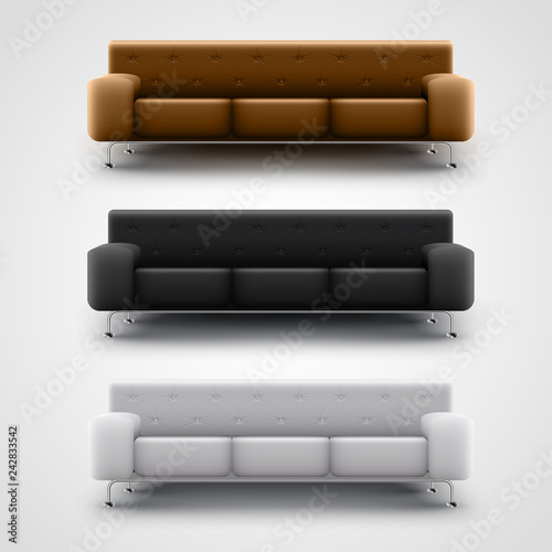 Brown, black, and white couches, vector