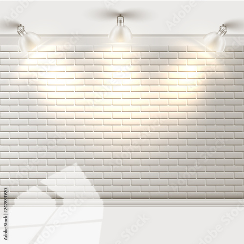 White brick wall with reflectors, vector