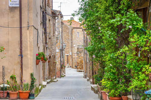 Beautiful alley in Tuscany  Old town  Italy