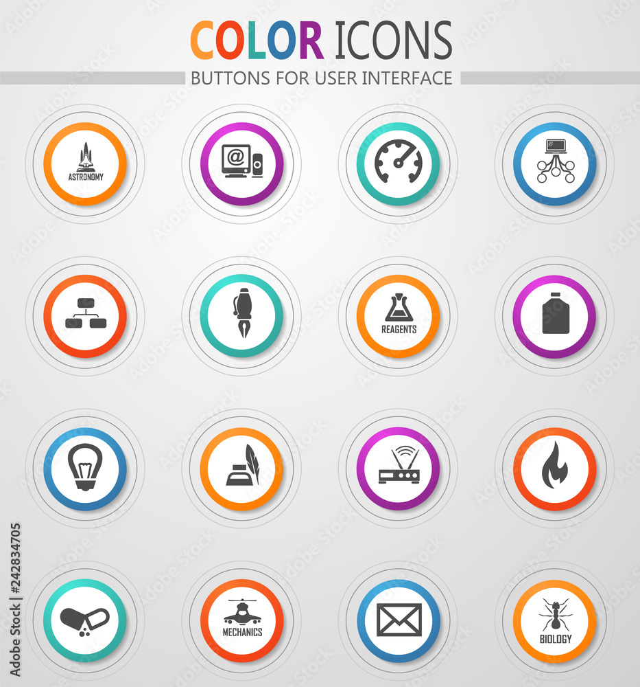 Courses school icons set Courses school icons set