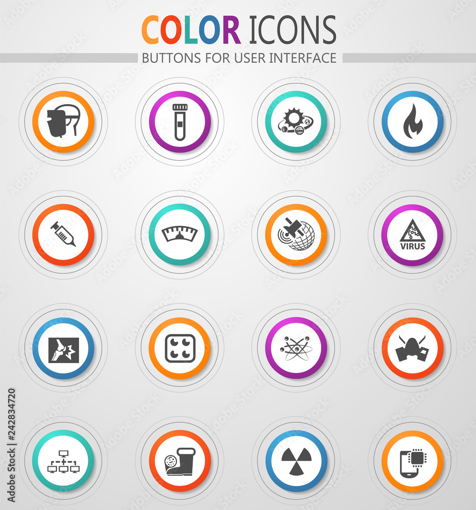 Courses school icons set Courses school icons set