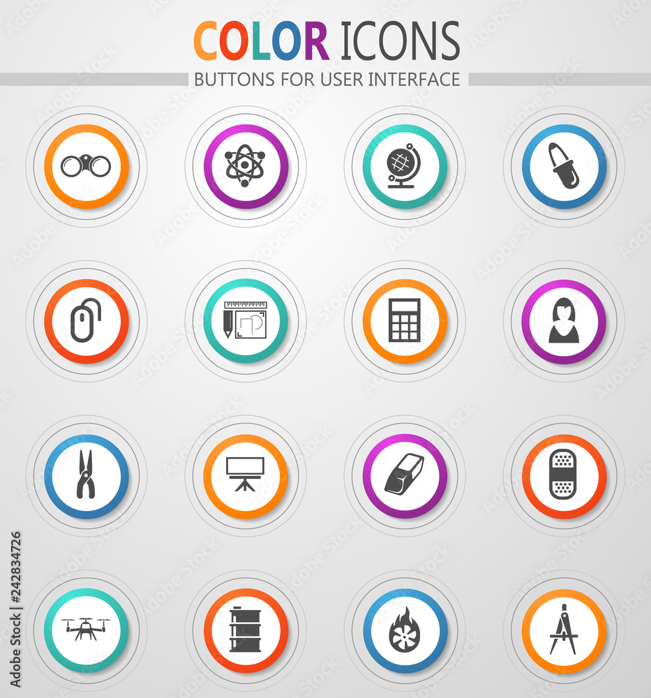 Courses school icons set Courses school icons set