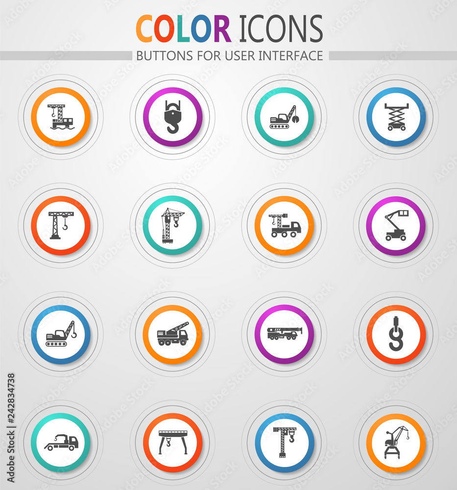 Crane and lifing machines icon set Crane and lifing machines icon set