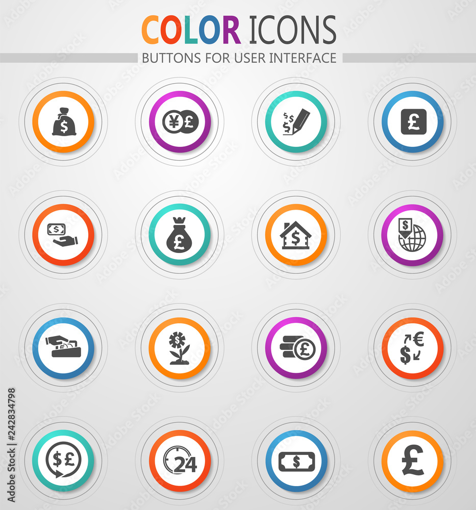 Currency exchange icons set Currency exchange icons set