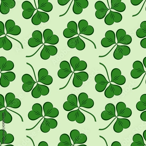 St. Patrick's day background in green colors. Seamless pattern. Vector illustration.