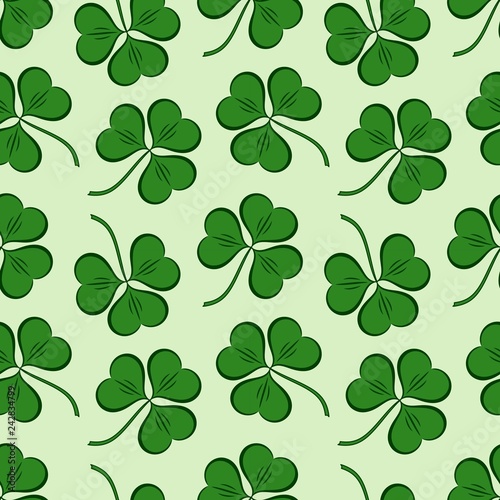 St. Patrick's day background in green colors. Seamless pattern. Vector illustration.