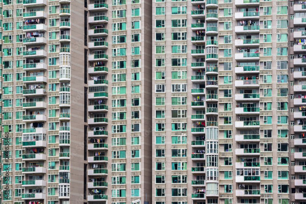 High density residential flat buildings in an industrial urban city