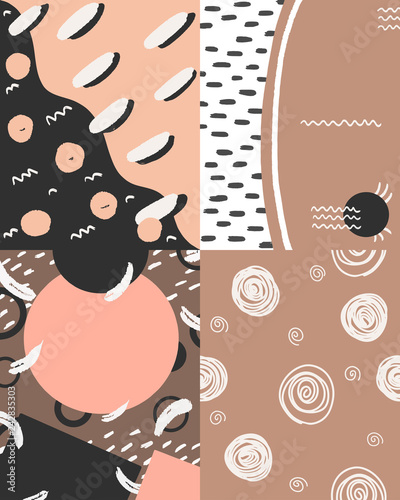 Nude pattern with template for text. Nude and black seamless background and template for text. Seamless circle dots pattern. Nude pattern. Template for text for a beauty salon. Sertificate of beauty