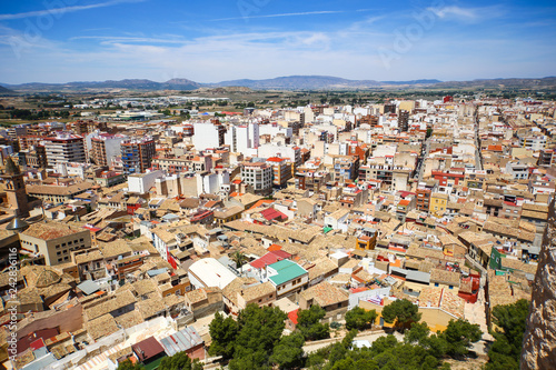aerial view of the city of Cartagena Spain with lot of differ roofs 
