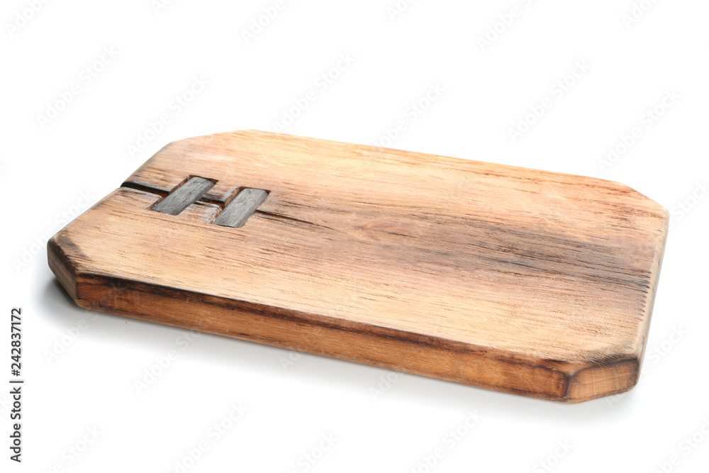 Fototapeta premium Wooden kitchen board on white background