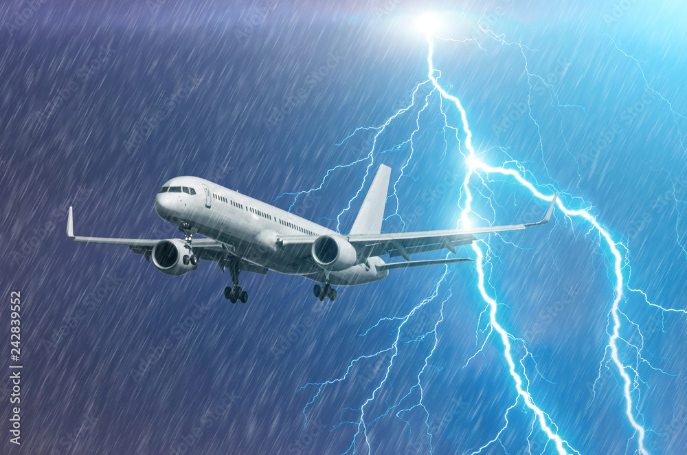 Airplanes Landing In Rain