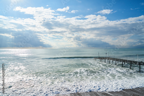 Pier and seascape background