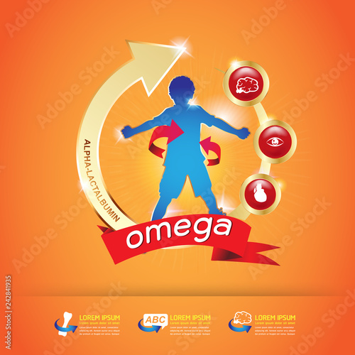 Kids Omega Calcium and Vitamin - Concept Logo Gold Kids