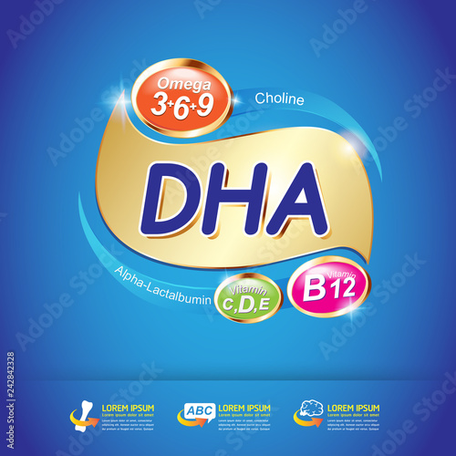 Kids Omega Calcium and Vitamin - Concept Logo Gold Kids