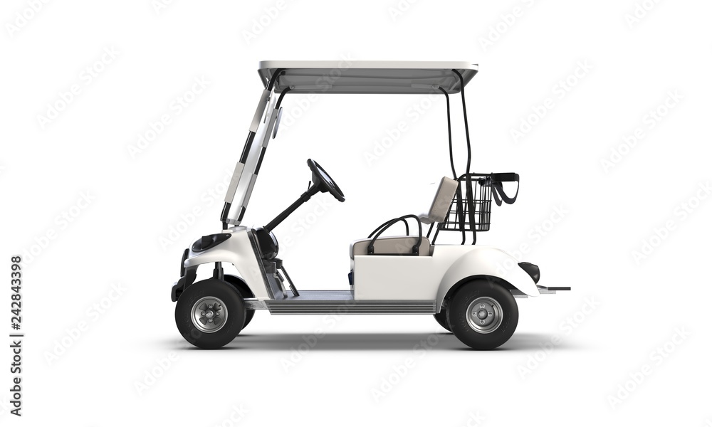 3D render of Golf cart isolated on white background