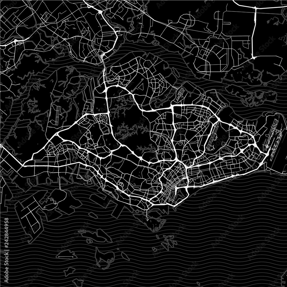 Fototapeta premium Dark area map of Singapore