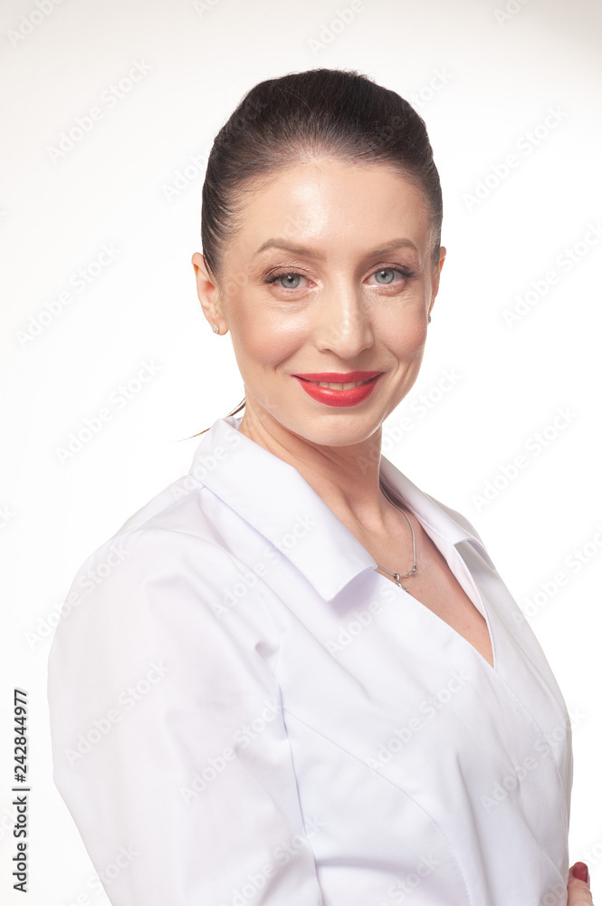 Portrait of young doctor with stethoscope on white background Portrait of young doctor with stethoscope on white background