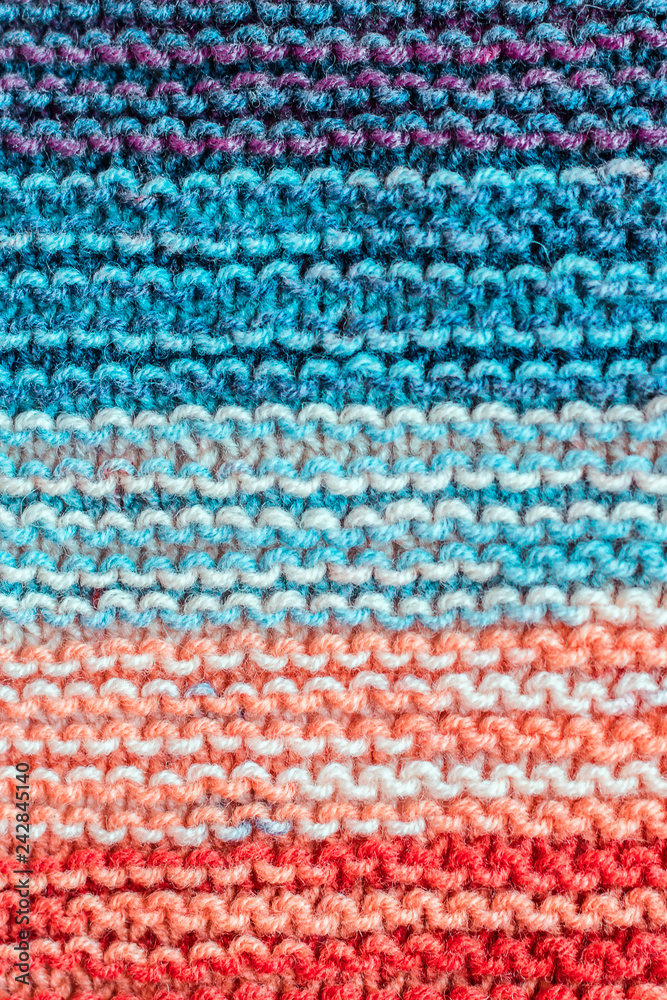 striped colorful wool texture handmade closeup horizontally