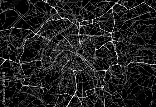 Fototapeta Dark area map of Paris, France
