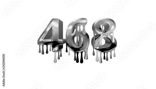 silver dripping number 468 with white background