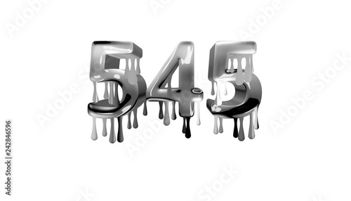 silver dripping number 545 with white background