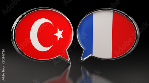 Turkey and France flags with Speech Bubbles. 3D illustration Free Download Turkey and France flags with Speech Bubbles. 3D illustration - GFXLoad
