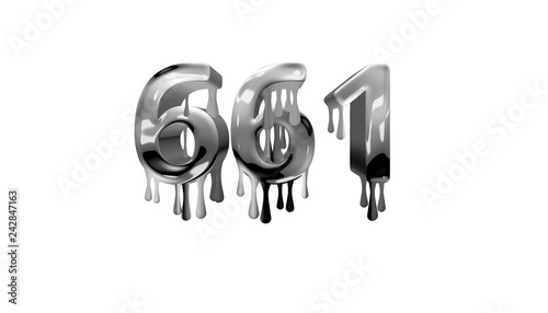 silver dripping number 661 with white background