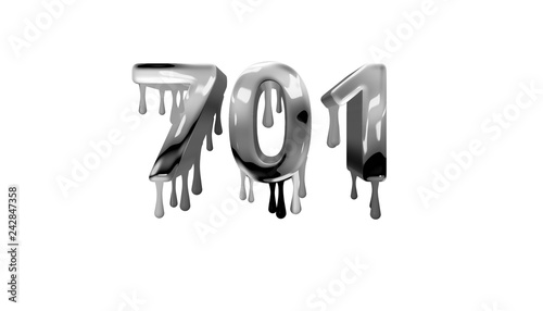 Tableau sur toile silver dripping number 701 with white background