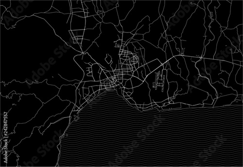 Dark area map of Antalya, Turkey