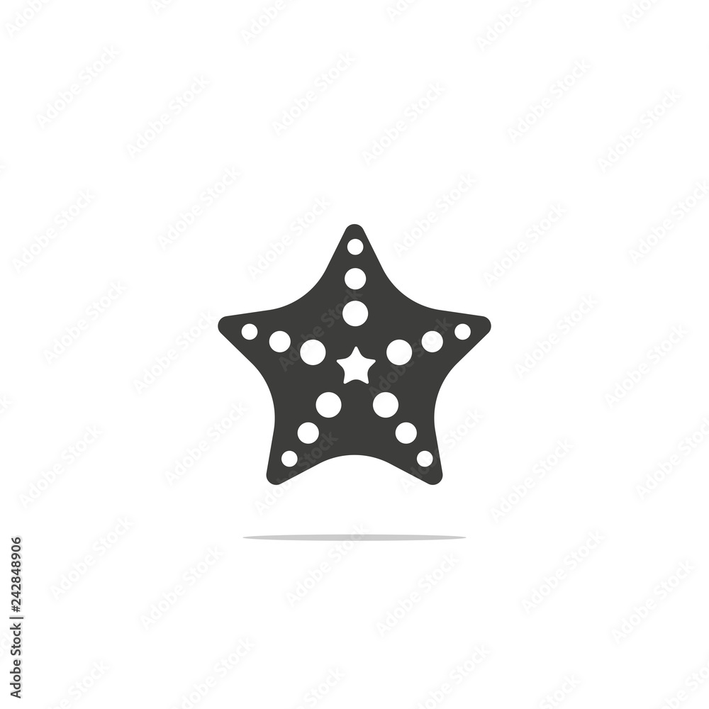 Obraz premium Monochrome vector illustration of icon starfish isolated on white background.