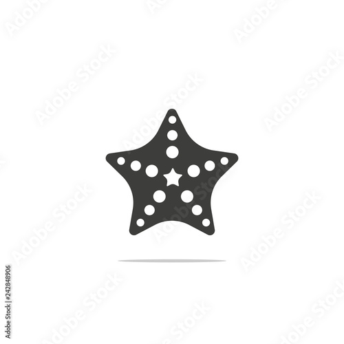 Monochrome vector illustration of icon starfish isolated on white background.