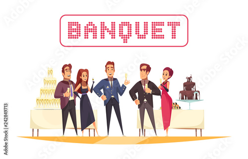 Banquet White Background Cartoon Illustration