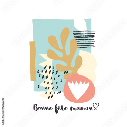 Happy mother day card with french text